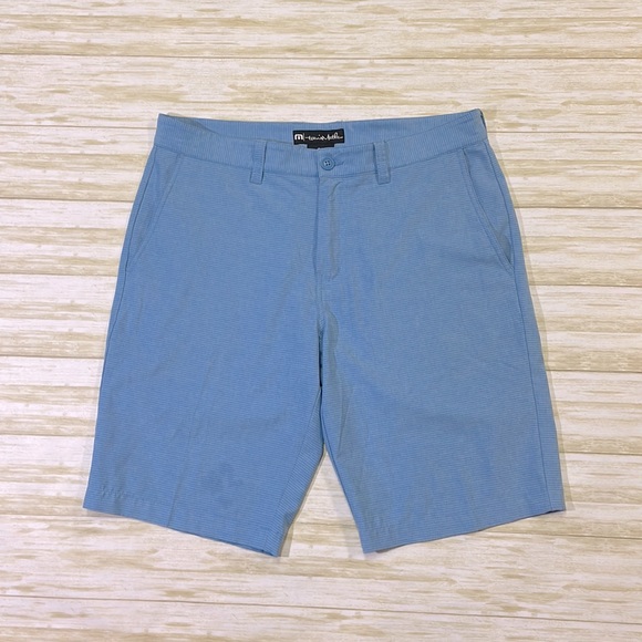 Travis Mathew Other - Travis Mathew mens 34 light blue stripe performance lightweight shorts EUC